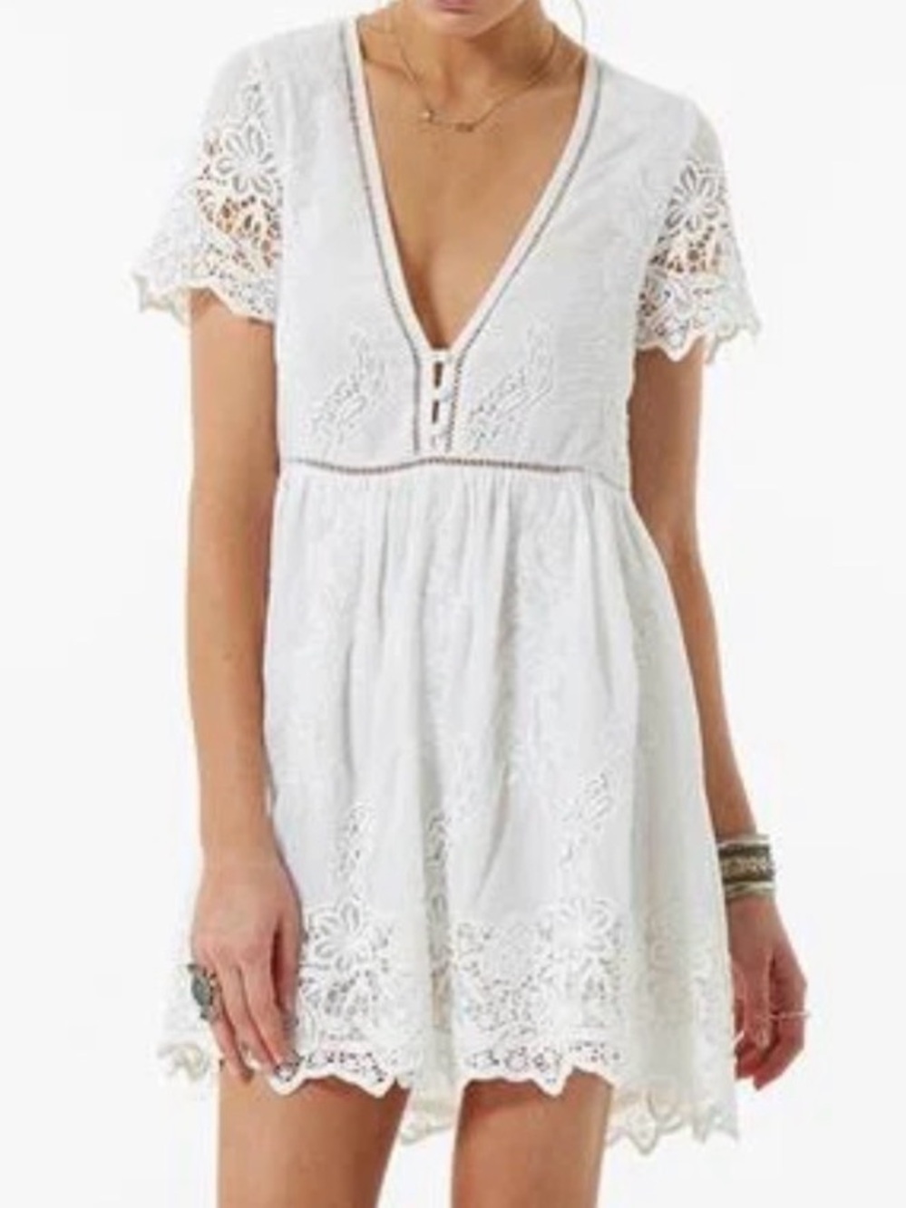 RARE Spell & The Gypsy "Magnolia Mini Dress" in White Sz small - Picture 2 of 6